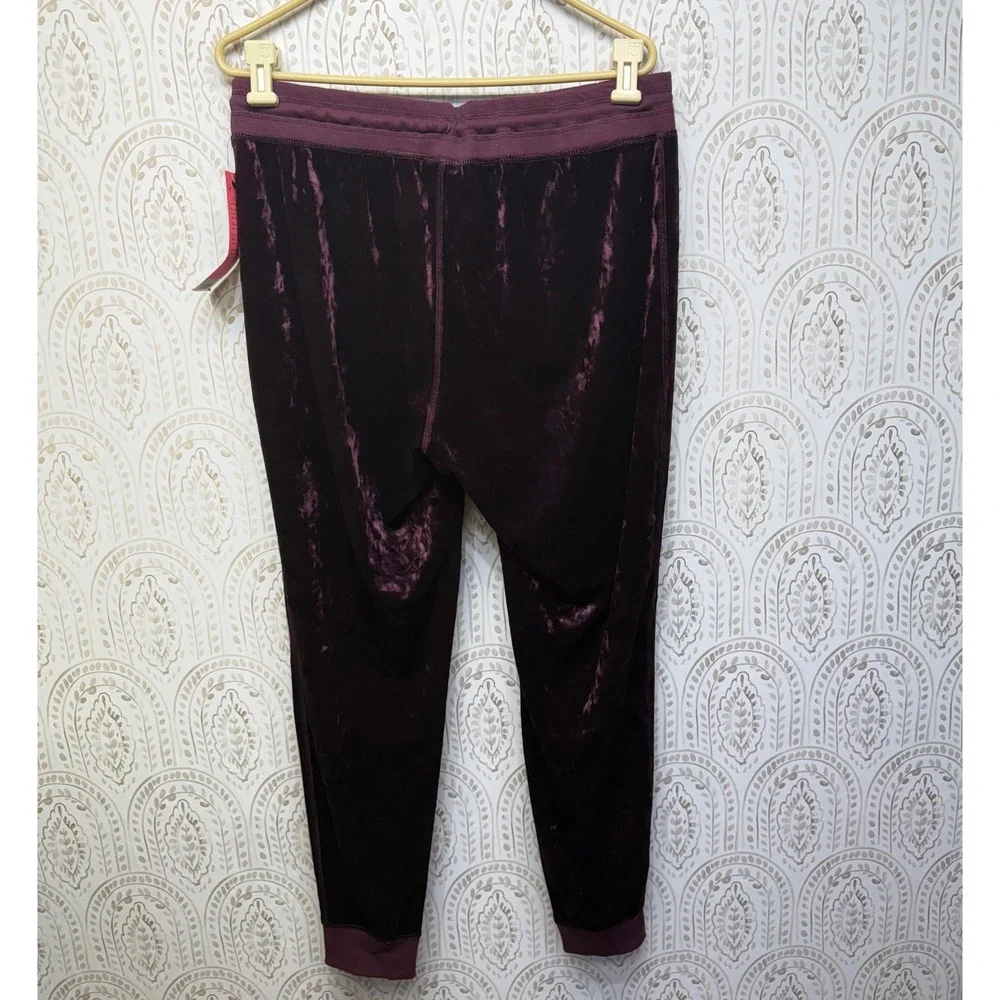 Betsey Johnson Joggers Womens XL Merlot Velour Performance‎ Velvet NWT